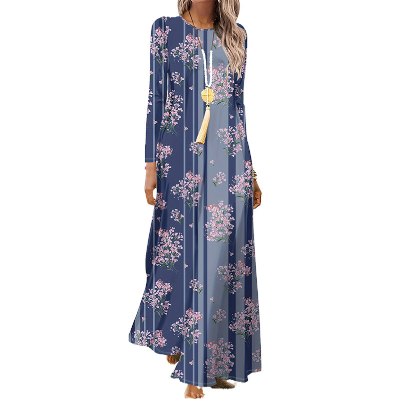 Γυναικείο φόρεμα με μακριά μανίκια και 3D εκτύπωση-GR