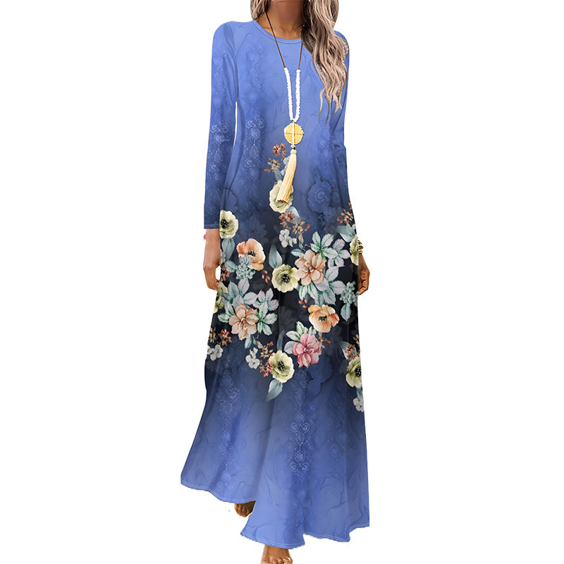 Γυναικείο φόρεμα με μακριά μανίκια και 3D εκτύπωση-GR