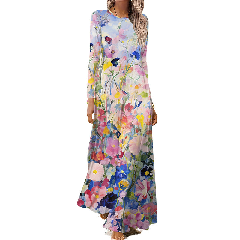 Γυναικείο φόρεμα με μακριά μανίκια και 3D εκτύπωση-GR