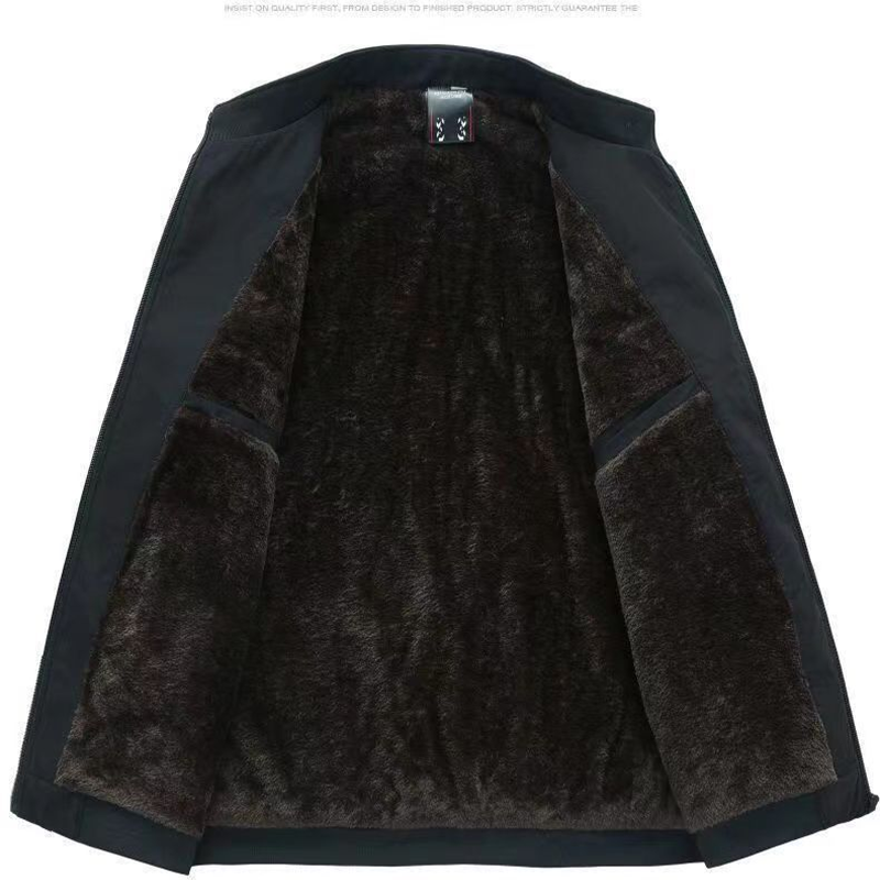 Μονόχρωμο ανδρικό ζεστό μπουφάν με φερμουάρ -💪Αντιρυτιδικό, αντιανεμικό, βρόχο και χιόνι!-GR