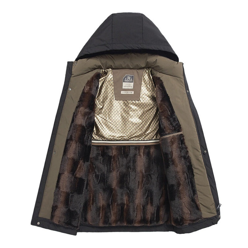 Ανδρικό χειμερινό ζεστό μπουφάν με κουκούλα-GR