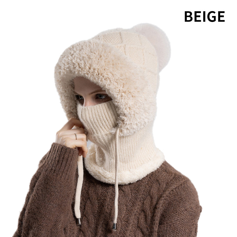 🔥Νέα προσφορά – κομψό, χοντρό πλεκτό χειμωνιάτικο καπέλο – με ζεστή μάσκα προσώπου και κασκόλ-GR