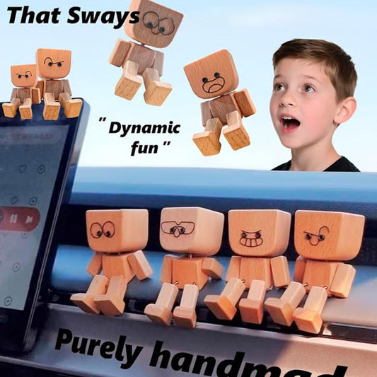 Adorable figurita de madera que se mueve con 12 expresiones faciales diferentes.-ES