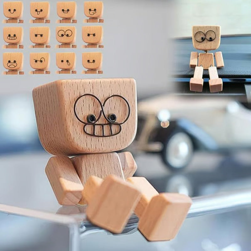 Adorable figurita de madera que se mueve con 12 expresiones faciales diferentes.-ES
