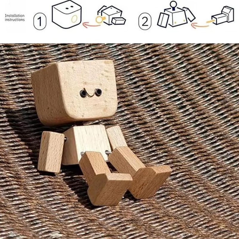 Adorable figurita de madera que se mueve con 12 expresiones faciales diferentes.-ES
