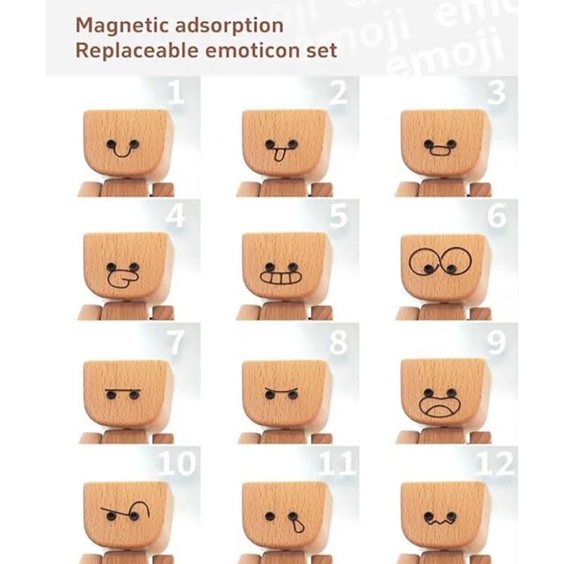 Adorable figurita de madera que se mueve con 12 expresiones faciales diferentes.-ES