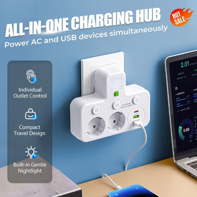 🔌⚡Έξυπνο καλώδιο τροφοδοσίας με θύρες USB (πρίζα EU)-GR