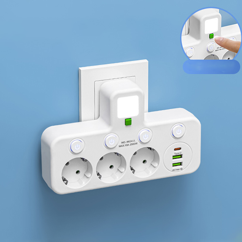 🔌⚡Έξυπνο καλώδιο τροφοδοσίας με θύρες USB (πρίζα EU)-GR