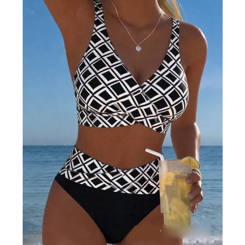 👙🌊Dwuczęściowy damski komplet bikini z wysokim stanem-EE