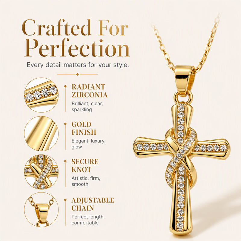 💫Collar de mujer con un colgante de cruz brillante y anudada-ES